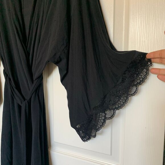 Eberjey Naya Lace Trim Jersey Knit Robe - Picture 4 of 8